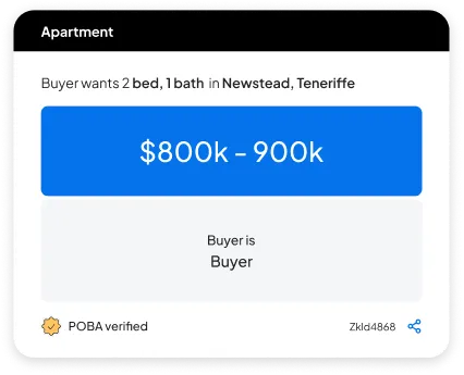 Buyer listing card for house